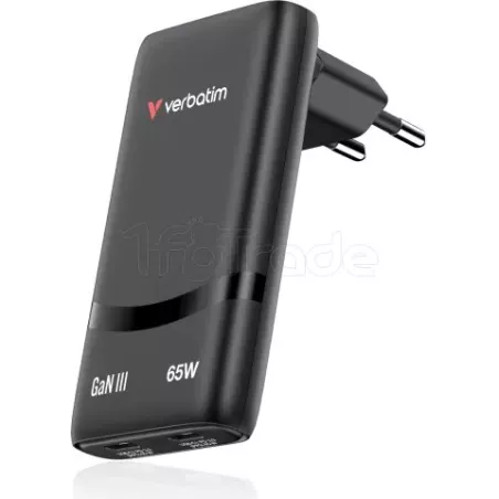 Chargeur secteurVerbatimFold'n'Go GaN2x USB-C 65W (Noir) | MonPC.Store