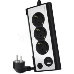 Multiprise 3 prisesNanocable+ 1x USB-A et 1x USB-C 1.5m | MonPC.Store