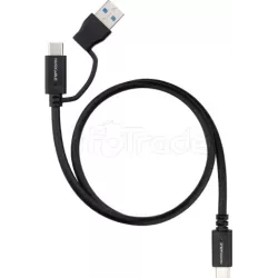 CableNanocableUSB-A/USB-C vers USB-C M/M 2m (Noir) | MonPC.Store