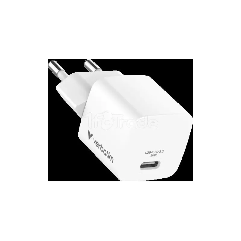 Mini chargeur secteurVerbatimGaN USB-C 20W (Blanc) | MonPC.Store