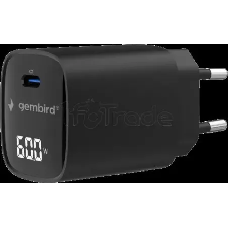 Chargeur secteurGembirdLCD1x USB-C 60W (Noir) | MonPC.Store