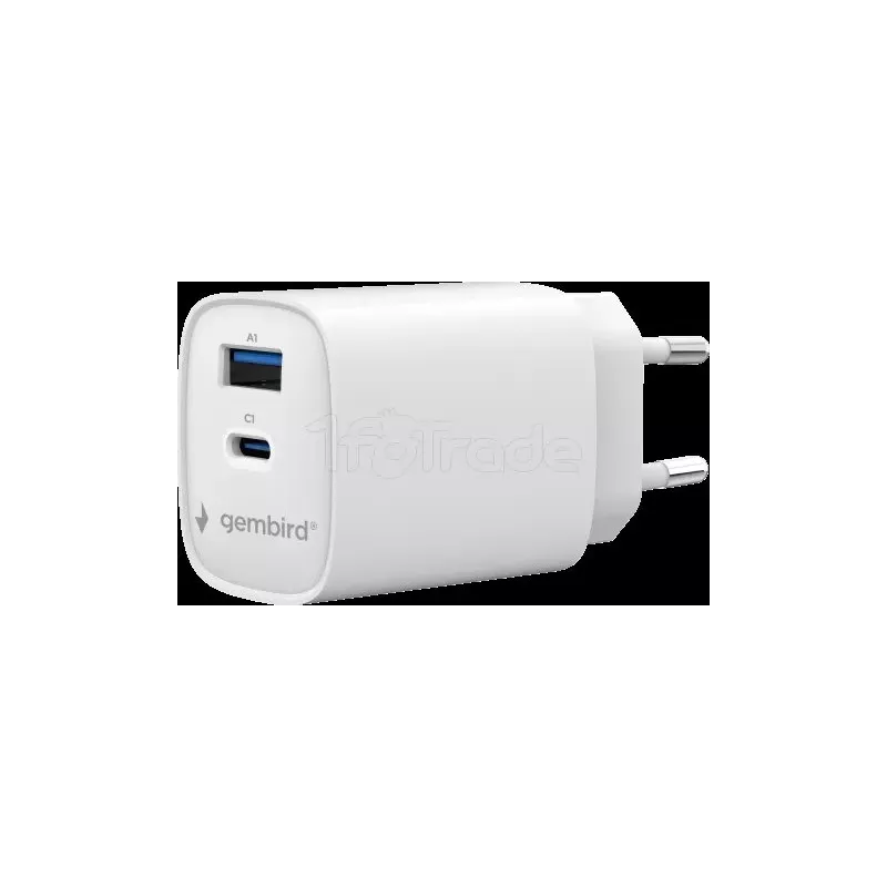Chargeur secteurGembird1x USB-A + 1x USB-C 45W (Blanc) | MonPC.Store