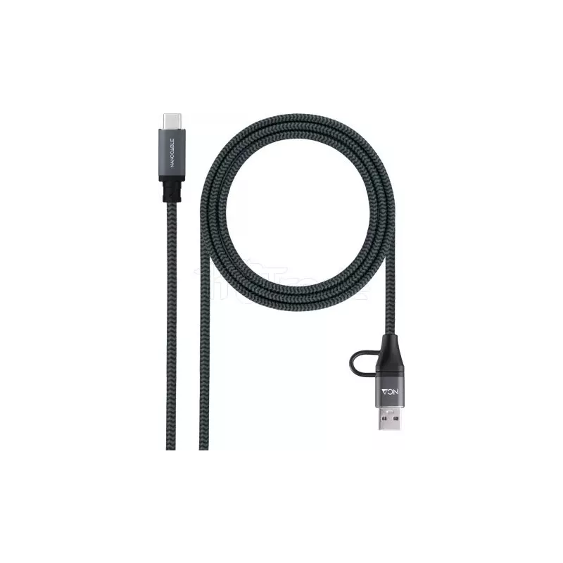 CableNanocableUSB-A/USB-C vers USB-C M/M 1.5m (Noir) | MonPC.Store