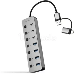 Hub USB-C / USB- ANanocable- 7 ports (Gris) | MonPC.Store