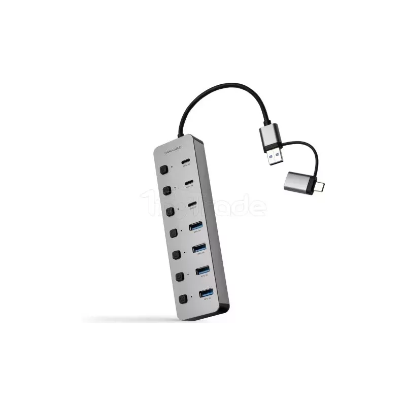 Hub USB-C / USB- ANanocable- 7 ports (Gris) | MonPC.Store