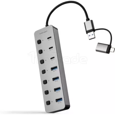 Hub USB-C / USB- ANanocable- 7 ports (Gris) | MonPC.Store