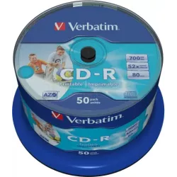 Spindle de 50 CD-R imprimablesVerbatimAzo- 700Mo | MonPC.Store