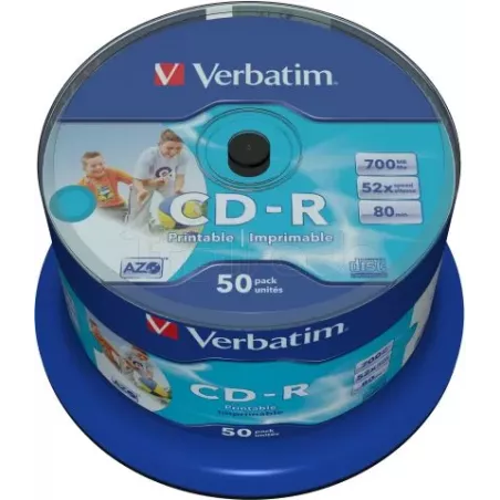 Spindle de 50 CD-R imprimablesVerbatimAzo- 700Mo | MonPC.Store