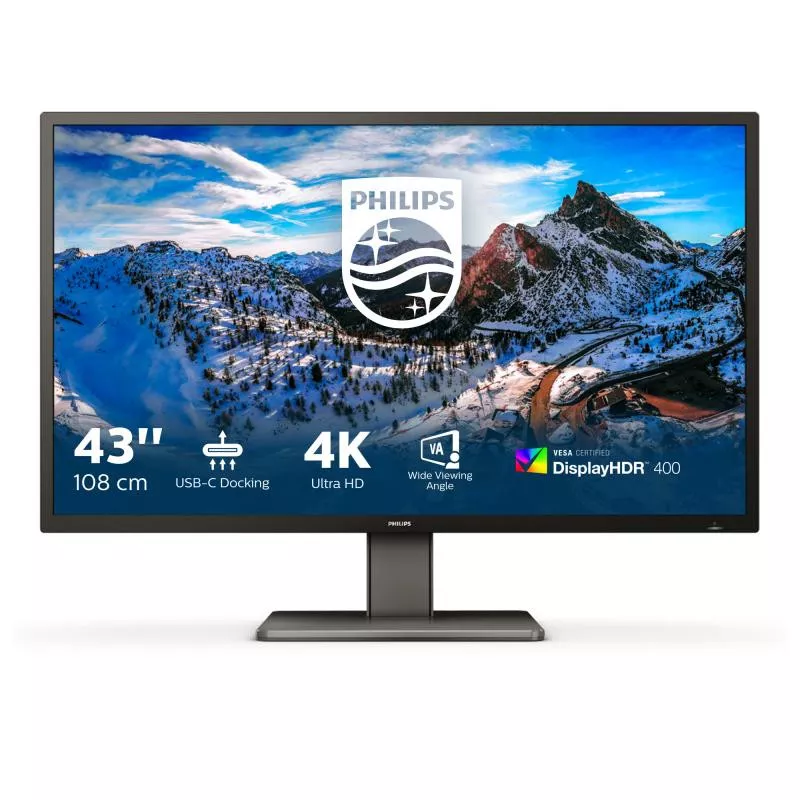 PHILIPS 439P1 écran 43" 4K UHD - VA 3840x2160 60Hz 400 cd/m² 4ms - Moniteur PC professionnel grand format
