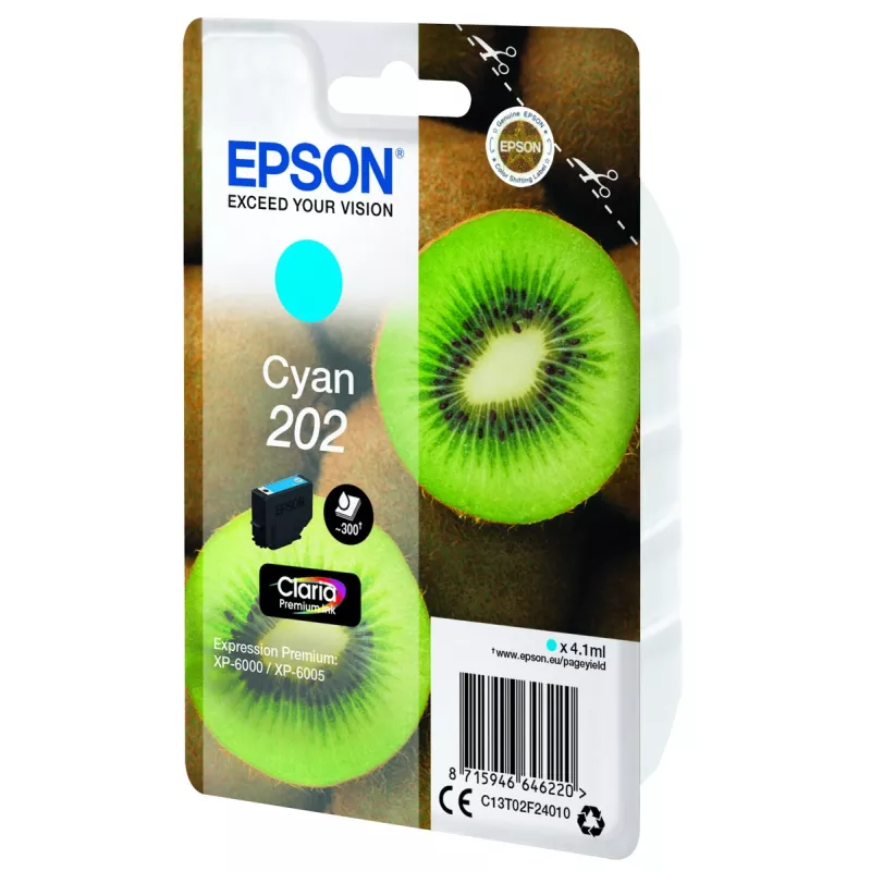 EPSON Cartouche Kiwi 202 Encre Claria Premium Cyan 4,1ml | MonPC.Store