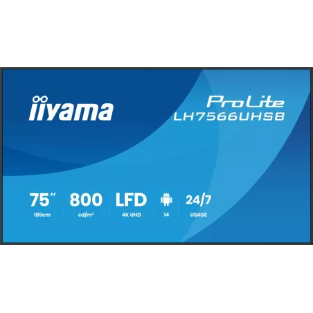 IIYAMA LFD 75 dalle IPS 4K UHD 3840x2160 16:9 24/7… | MonPC.Store